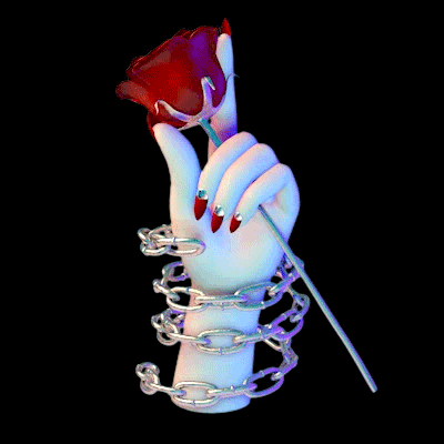 Gif animé gothique rose main chaines